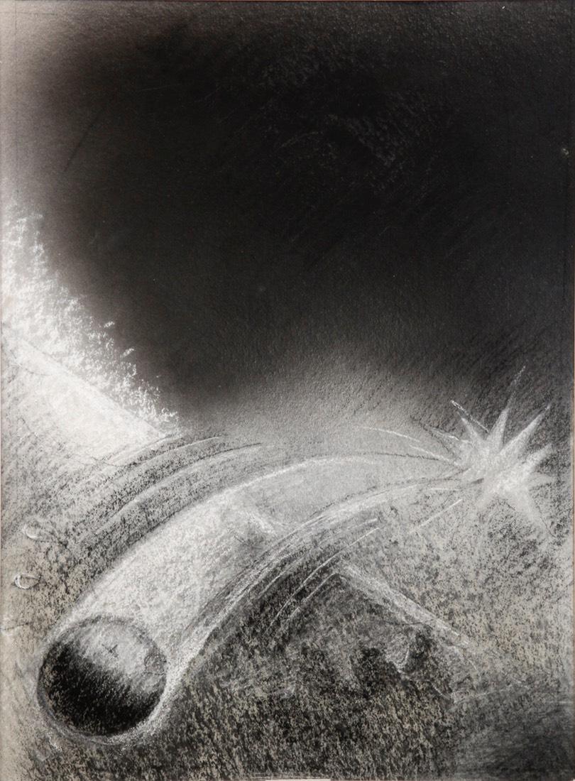 Another Shot Heard 19X14 Charcoal and white conte 