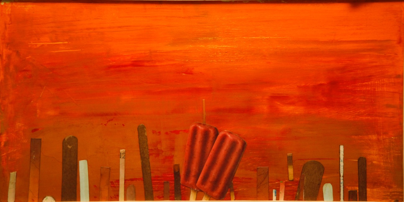 Arizona's Unpainted Desert 12X24 oil and collage on masonite 2013