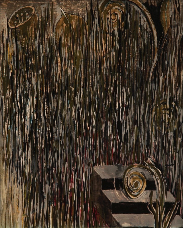 Steps and Weeds 10X12 oil on masonite 2012