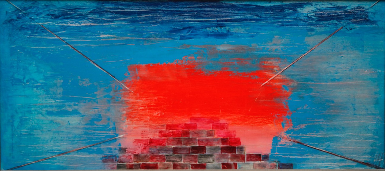 The Pyre 10.5X23.5 oil on masonite 2008 initialed