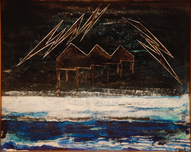 Lake Effect 16X20 oil on canvas board and collage 2011 signed