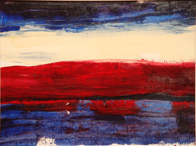 Looking Across Lake Arthur 16X20 oil and alkyd 2014 unsigned